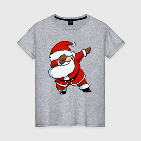 Женская футболка хлопок с принтом Santa dabbing dance , 100% хлопок | прямой крой, круглый вырез горловины, длина до линии бедер, слегка спущенное плечо | Тематика изображения на принте: 