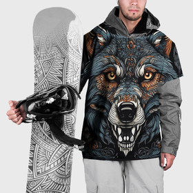 Накидка на куртку 3D с принтом Дикий волк с узорами в Новосибирске, 100% полиэстер |  | 
