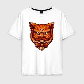 Мужская футболка хлопок Oversize с принтом Рыжий усатый кот в Белгороде, 100% хлопок | свободный крой, круглый ворот, “спинка” длиннее передней части | 