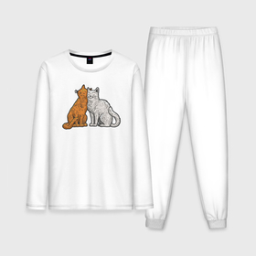 Мужская пижама с лонгсливом хлопок с принтом Кошачья нежность в Тюмени,  |  | Тематика изображения на принте: 
