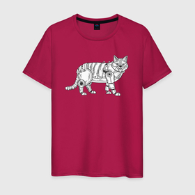 Мужская футболка хлопок с принтом Механическая кошка в Белгороде, 100% хлопок | прямой крой, круглый вырез горловины, длина до линии бедер, слегка спущенное плечо. | 