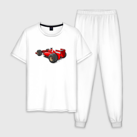 Мужская пижама хлопок с принтом Формула 1 Ferrari в Новосибирске, 100% хлопок | брюки и футболка прямого кроя, без карманов, на брюках мягкая резинка на поясе и по низу штанин
 | 