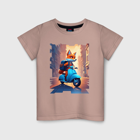 Детская футболка хлопок с принтом Деловой лис в Кировске, 100% хлопок | круглый вырез горловины, полуприлегающий силуэт, длина до линии бедер | 