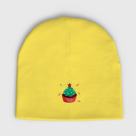 Мужская шапка демисезонная с принтом Капкейк в виде новогодней ёлки в Курске,  |  | Тематика изображения на принте: 