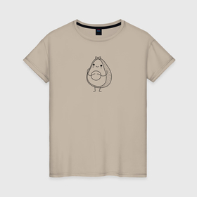 Женская футболка хлопок с принтом Авокадинка девочка в Тюмени, 100% хлопок | прямой крой, круглый вырез горловины, длина до линии бедер, слегка спущенное плечо | 