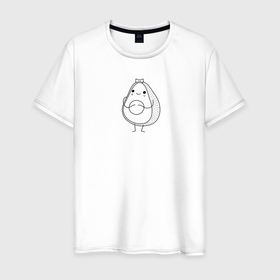 Мужская футболка хлопок с принтом Авокадинка девочка в Белгороде, 100% хлопок | прямой крой, круглый вырез горловины, длина до линии бедер, слегка спущенное плечо. | 