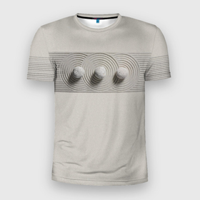Мужская футболка 3D Slim с принтом Сад камней:  многоточие в Белгороде, 100% полиэстер с улучшенными характеристиками | приталенный силуэт, круглая горловина, широкие плечи, сужается к линии бедра | 