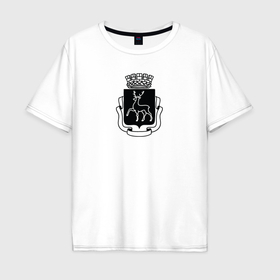 Мужская футболка хлопок Oversize с принтом Герб Нижнего Новгорода , 100% хлопок | свободный крой, круглый ворот, “спинка” длиннее передней части | 