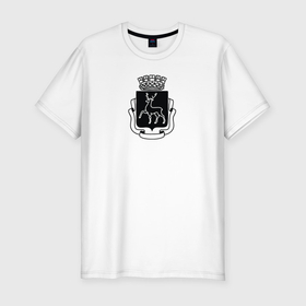 Мужская футболка хлопок Slim с принтом Герб Нижнего Новгорода в Тюмени, 92% хлопок, 8% лайкра | приталенный силуэт, круглый вырез ворота, длина до линии бедра, короткий рукав | Тематика изображения на принте: 