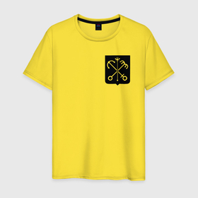 Мужская футболка хлопок с принтом Герб Санкт Петербурга в Курске, 100% хлопок | прямой крой, круглый вырез горловины, длина до линии бедер, слегка спущенное плечо. | 