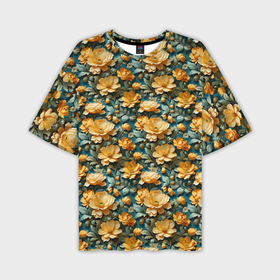 Мужская футболка oversize 3D с принтом Красивые ретро цветы в Курске,  |  | 