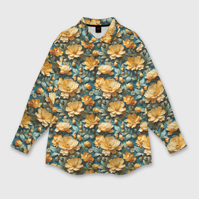 Мужская рубашка oversize 3D с принтом Красивые ретро цветы в Курске,  |  | Тематика изображения на принте: 