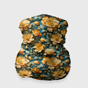 Бандана-труба 3D с принтом Красивые ретро цветы в Новосибирске, 100% полиэстер, ткань с особыми свойствами — Activecool | плотность 150‒180 г/м2; хорошо тянется, но сохраняет форму | 