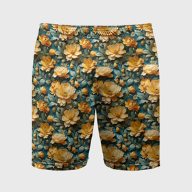 Мужские шорты спортивные с принтом Красивые ретро цветы в Курске,  |  | Тематика изображения на принте: 