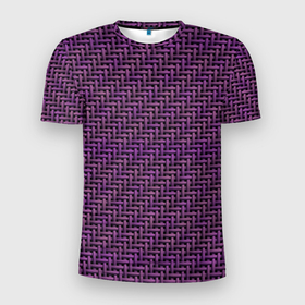 Мужская футболка 3D Slim с принтом Фиолетовая текстура саржевого переплетения в Санкт-Петербурге, 100% полиэстер с улучшенными характеристиками | приталенный силуэт, круглая горловина, широкие плечи, сужается к линии бедра | 