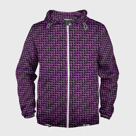 Мужская ветровка 3D с принтом Фиолетовая текстура саржевого переплетения в Санкт-Петербурге, 100% полиэстер | подол и капюшон оформлены резинкой с фиксаторами, два кармана без застежек по бокам, один потайной карман на груди | 