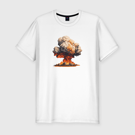 Мужская футболка хлопок Slim с принтом Ядерный взрыв в Екатеринбурге, 92% хлопок, 8% лайкра | приталенный силуэт, круглый вырез ворота, длина до линии бедра, короткий рукав | 