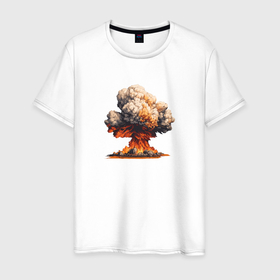 Мужская футболка хлопок с принтом Ядерный взрыв в Кировске, 100% хлопок | прямой крой, круглый вырез горловины, длина до линии бедер, слегка спущенное плечо. | 