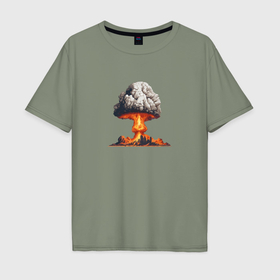 Мужская футболка хлопок Oversize с принтом Ядерный гриб в Тюмени, 100% хлопок | свободный крой, круглый ворот, “спинка” длиннее передней части | 