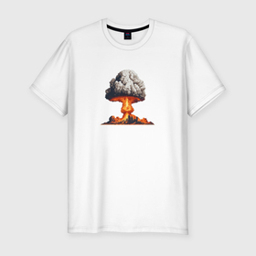 Мужская футболка хлопок Slim с принтом Ядерный гриб в Тюмени, 92% хлопок, 8% лайкра | приталенный силуэт, круглый вырез ворота, длина до линии бедра, короткий рукав | 
