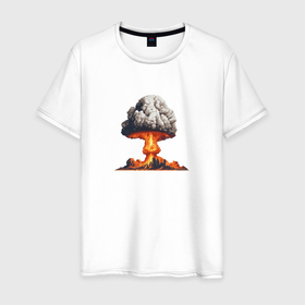 Мужская футболка хлопок с принтом Ядерный гриб в Тюмени, 100% хлопок | прямой крой, круглый вырез горловины, длина до линии бедер, слегка спущенное плечо. | 