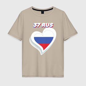 Мужская футболка хлопок Oversize с принтом 37 регион Ивановская область в Новосибирске, 100% хлопок | свободный крой, круглый ворот, “спинка” длиннее передней части | 