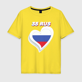 Мужская футболка хлопок Oversize с принтом 35 регион Вологодская область в Новосибирске, 100% хлопок | свободный крой, круглый ворот, “спинка” длиннее передней части | Тематика изображения на принте: 