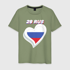 Мужская футболка хлопок с принтом 29 регион Архангельская область в Новосибирске, 100% хлопок | прямой крой, круглый вырез горловины, длина до линии бедер, слегка спущенное плечо. | 