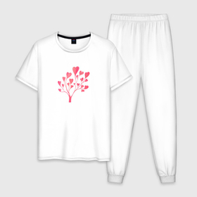 Мужская пижама хлопок с принтом Дерево из сердечек   символ любви в Белгороде, 100% хлопок | брюки и футболка прямого кроя, без карманов, на брюках мягкая резинка на поясе и по низу штанин
 | 