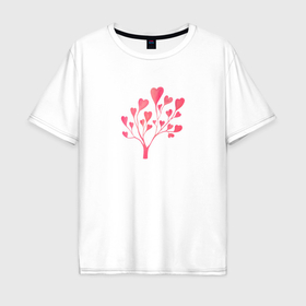 Мужская футболка хлопок Oversize с принтом Дерево из сердечек   символ любви в Курске, 100% хлопок | свободный крой, круглый ворот, “спинка” длиннее передней части | 
