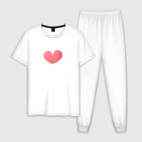 Мужская пижама хлопок с принтом Акварельное нежно розовое сердце в Курске, 100% хлопок | брюки и футболка прямого кроя, без карманов, на брюках мягкая резинка на поясе и по низу штанин
 | 