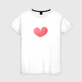 Женская футболка хлопок с принтом Акварельное нежно розовое сердце в Петрозаводске, 100% хлопок | прямой крой, круглый вырез горловины, длина до линии бедер, слегка спущенное плечо | 
