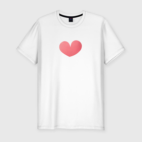 Мужская футболка хлопок Slim с принтом Акварельное нежно розовое сердце в Тюмени, 92% хлопок, 8% лайкра | приталенный силуэт, круглый вырез ворота, длина до линии бедра, короткий рукав | Тематика изображения на принте: 