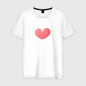 Мужская футболка хлопок с принтом Акварельное нежно розовое сердце в Тюмени, 100% хлопок | прямой крой, круглый вырез горловины, длина до линии бедер, слегка спущенное плечо. | Тематика изображения на принте: 