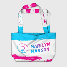 Пляжная сумка 3D с принтом Marilyn Manson neon gradient style по горизонтали в Санкт-Петербурге, 100% полиэстер | застегивается на металлическую кнопку; внутренний карман застегивается на молнию. Стенки укреплены специальным мягким материалом, чтобы защитить содержимое от несильных ударов
 | 