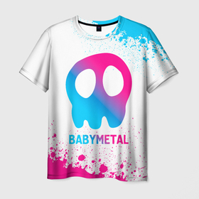 Мужская футболка 3D с принтом Babymetal neon gradient style , 100% полиэфир | прямой крой, круглый вырез горловины, длина до линии бедер | 
