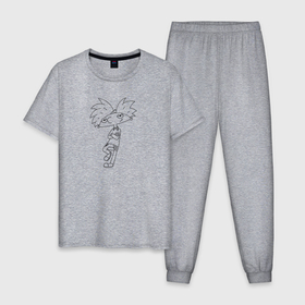 Мужская пижама хлопок с принтом Эй Арнольд в Белгороде, 100% хлопок | брюки и футболка прямого кроя, без карманов, на брюках мягкая резинка на поясе и по низу штанин
 | 