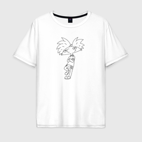 Мужская футболка хлопок Oversize с принтом Эй Арнольд в Тюмени, 100% хлопок | свободный крой, круглый ворот, “спинка” длиннее передней части | 