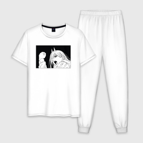 Мужская пижама хлопок с принтом Пауэр аниме человек бензопила в Курске, 100% хлопок | брюки и футболка прямого кроя, без карманов, на брюках мягкая резинка на поясе и по низу штанин
 | 