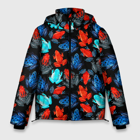 Мужская зимняя куртка 3D с принтом Тропические лягушки в Санкт-Петербурге, верх — 100% полиэстер; подкладка — 100% полиэстер; утеплитель — 100% полиэстер | длина ниже бедра, свободный силуэт Оверсайз. Есть воротник-стойка, отстегивающийся капюшон и ветрозащитная планка. 

Боковые карманы с листочкой на кнопках и внутренний карман на молнии. | 