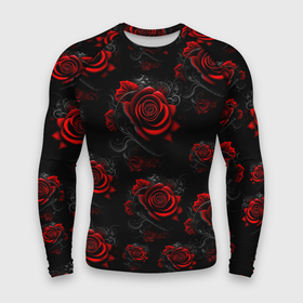 Мужской рашгард 3D с принтом Красные розы цветы в Курске,  |  | Тематика изображения на принте: 
