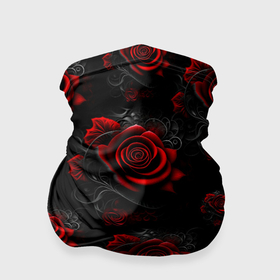 Бандана-труба 3D с принтом Красные розы цветы в Тюмени, 100% полиэстер, ткань с особыми свойствами — Activecool | плотность 150‒180 г/м2; хорошо тянется, но сохраняет форму | 