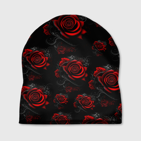 Шапка 3D с принтом Красные розы цветы в Тюмени, 100% полиэстер | универсальный размер, печать по всей поверхности изделия | 