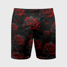 Мужские шорты спортивные с принтом Красные розы цветы в Санкт-Петербурге,  |  | 