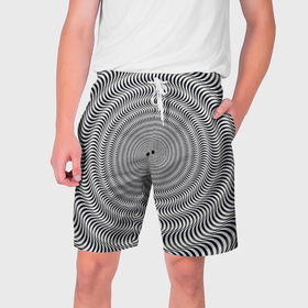 Мужские шорты 3D с принтом Optical illusion в Санкт-Петербурге,  полиэстер 100% | прямой крой, два кармана без застежек по бокам. Мягкая трикотажная резинка на поясе, внутри которой широкие завязки. Длина чуть выше колен | 