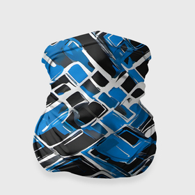 Бандана-труба 3D с принтом Синие фигуры и белые линии в Белгороде, 100% полиэстер, ткань с особыми свойствами — Activecool | плотность 150‒180 г/м2; хорошо тянется, но сохраняет форму | 