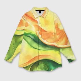 Мужская рубашка oversize 3D с принтом Акварельная абстракция с апельсиновыми дольками в Тюмени,  |  | 