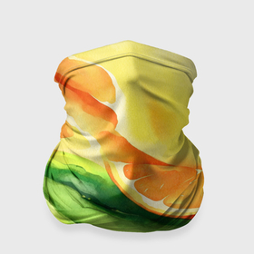 Бандана-труба 3D с принтом Акварельная абстракция с апельсиновыми дольками в Тюмени, 100% полиэстер, ткань с особыми свойствами — Activecool | плотность 150‒180 г/м2; хорошо тянется, но сохраняет форму | 
