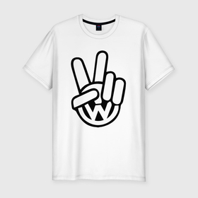 Мужская футболка хлопок Slim с принтом Volkswagen peace в Кировске, 92% хлопок, 8% лайкра | приталенный силуэт, круглый вырез ворота, длина до линии бедра, короткий рукав | 