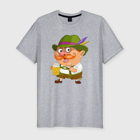 Мужская футболка хлопок Slim с принтом Ирландец с пивом в Петрозаводске, 92% хлопок, 8% лайкра | приталенный силуэт, круглый вырез ворота, длина до линии бедра, короткий рукав | 